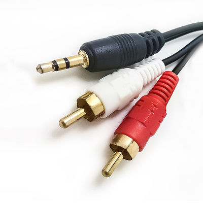 cable estéreo plateado oro de 24K 3M RCA 3,5 milímetros a cable de 2 audios RCA